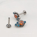 Titanium Stacked Beaded CZ Bezel Cluster Gem Micro Dermal Anchor Top Body Jewelry